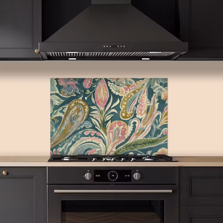 Spatscherm keuken - Patroon - Kleurrijk - Sierlijk - Groen — 2