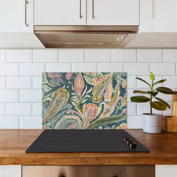 Spatscherm keuken - Patroon - Kleurrijk - Sierlijk - Groen — 6