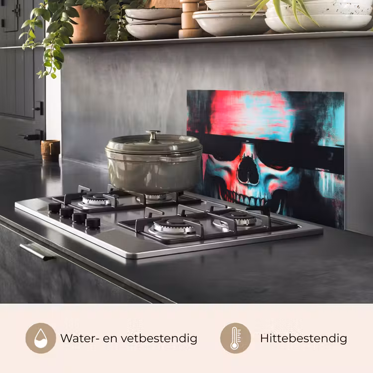 Spatscherm keuken - Schedels - Glitch - Cyberpunk — 6
