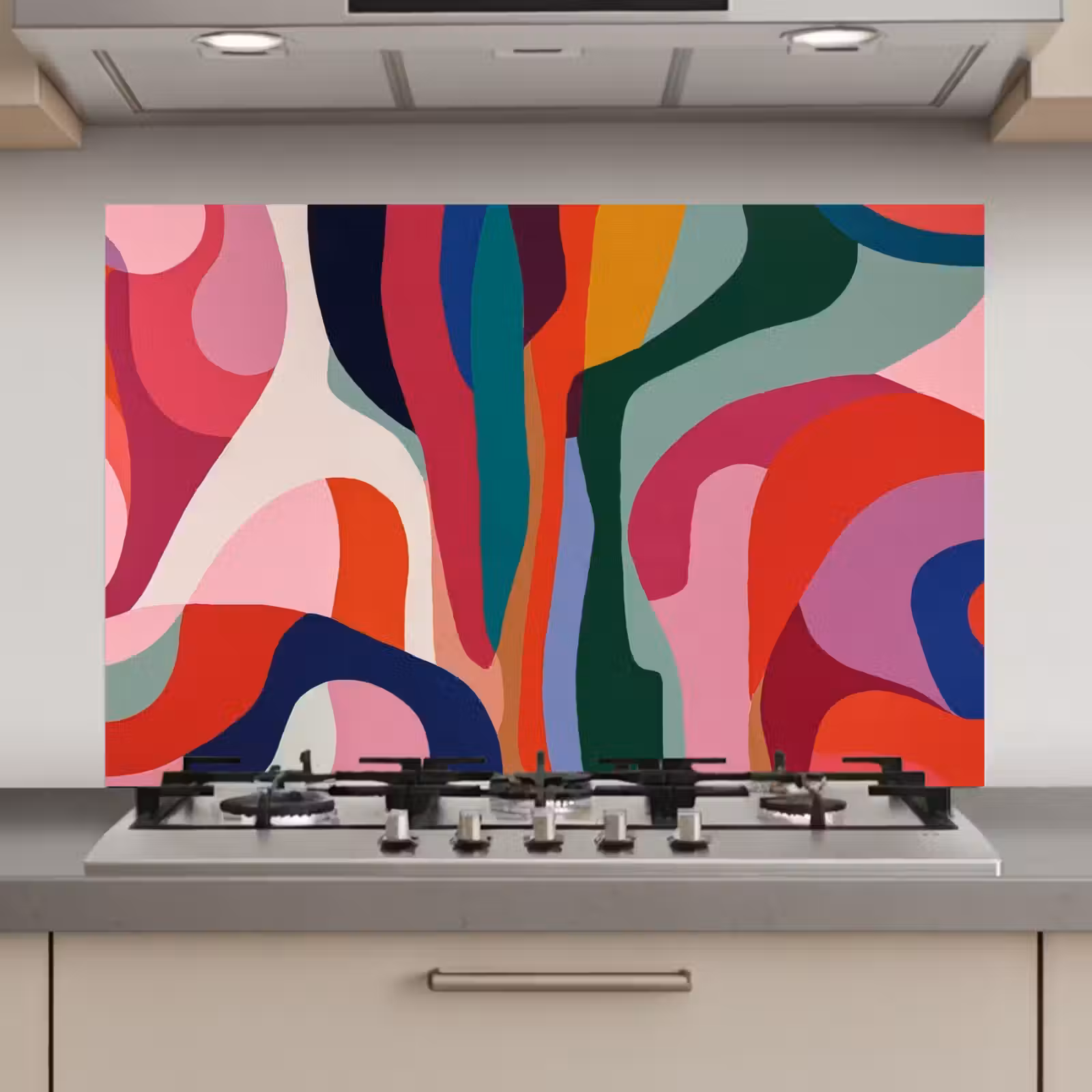 Spatscherm keuken - Vormen - Bochten - Kleurrijk - Abstract — 1
