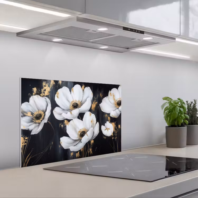 Spatscherm keuken - Bloemen - Wit - Abstract — 5