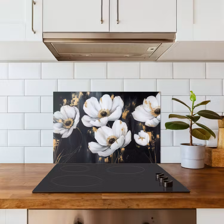 Spatscherm keuken - Bloemen - Wit - Abstract — 6