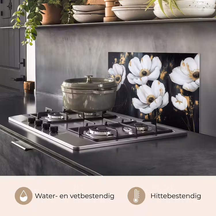 Spatscherm keuken - Bloemen - Wit - Abstract — 7