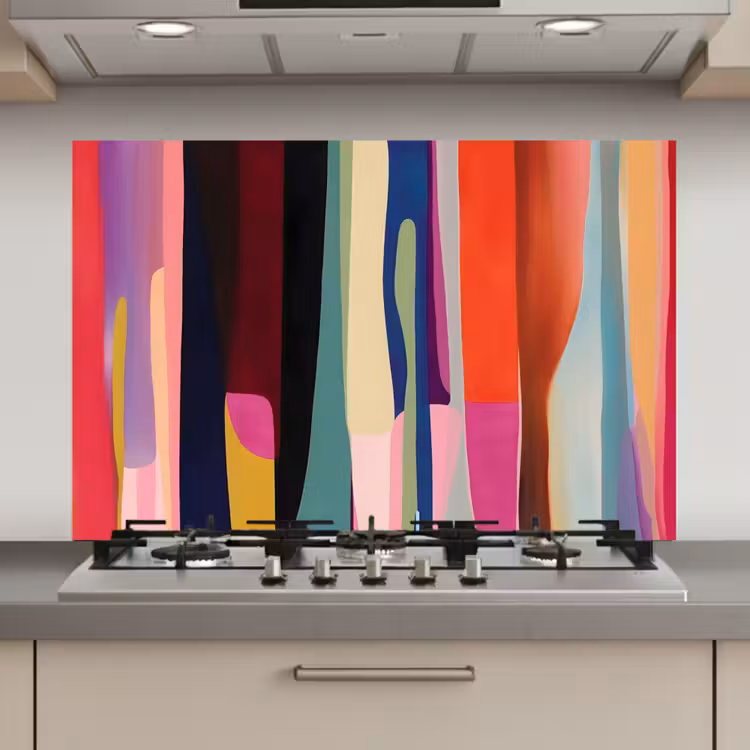 Spatscherm keuken - Kleurbanen - Verticaal - Kleurrijk — 1