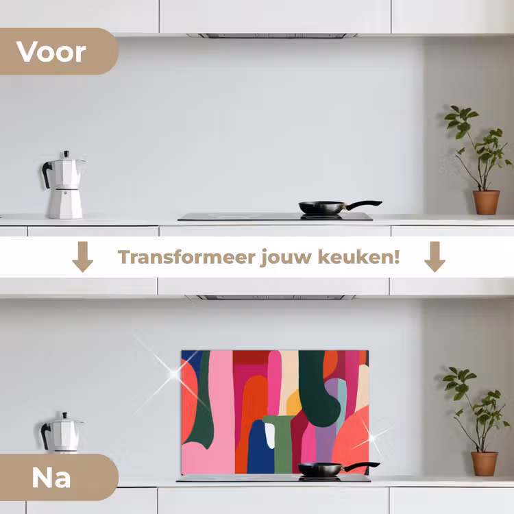 Spatscherm keuken - Kleurvakken - Recht - Rond - Abstract — 3