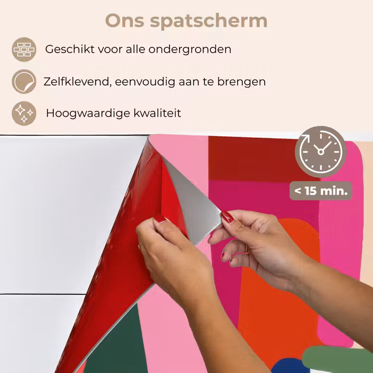 Spatscherm keuken - Kleurvakken - Recht - Rond - Abstract — 4