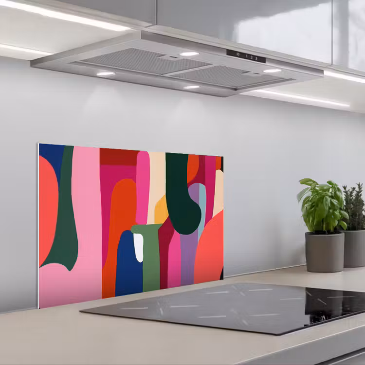Spatscherm keuken - Kleurvakken - Recht - Rond - Abstract — 5