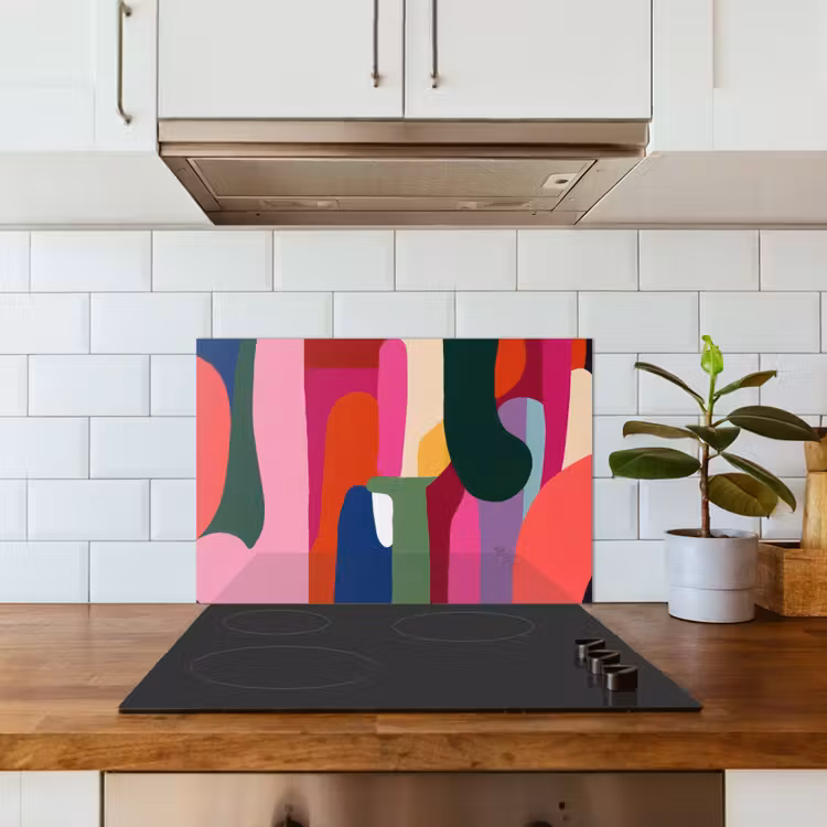 Spatscherm keuken - Kleurvakken - Recht - Rond - Abstract — 6