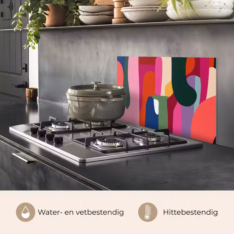 Spatscherm keuken - Kleurvakken - Recht - Rond - Abstract — 7