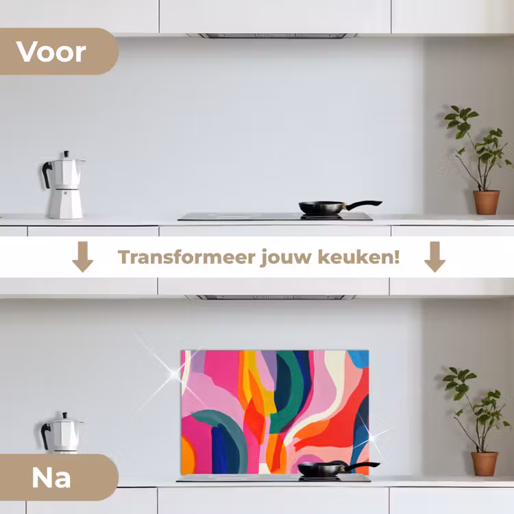 Spatscherm keuken - Vormen - Golvend - Abstract - Felroze — 3