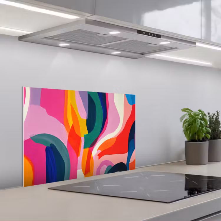 Spatscherm keuken - Vormen - Golvend - Abstract - Felroze — 5