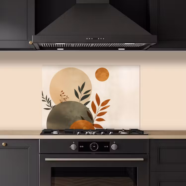 Spatscherm keuken - Vormen - Rond - Bladeren - Beige — 2