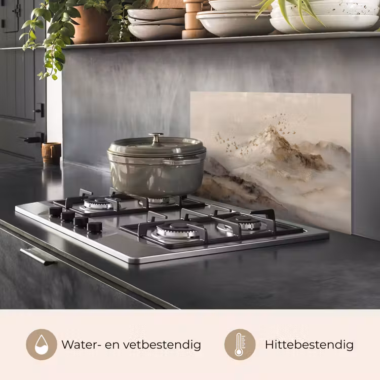 Spatscherm keuken - Berglandschap - Mist - Penseelstreken — 7