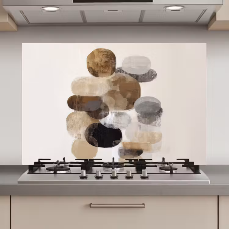 Spatscherm keuken - Ovaal - Kleurvlakken - Penseelstreken — 1