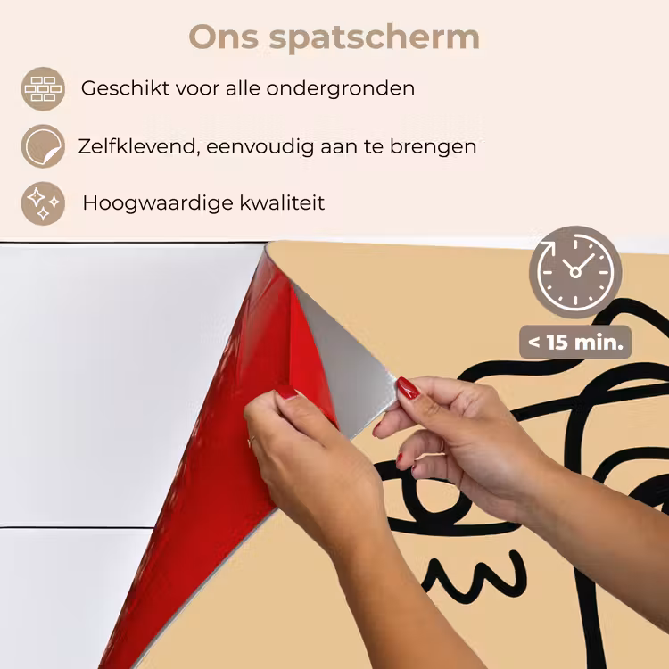 Spatscherm keuken - Overlappende profielen - Lichtbruin - Zwart — 4