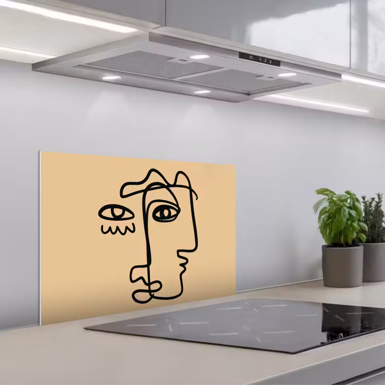 Spatscherm keuken - Overlappende profielen - Lichtbruin - Zwart — 5