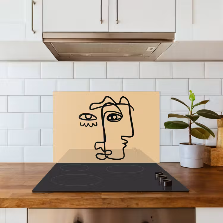 Spatscherm keuken - Overlappende profielen - Lichtbruin - Zwart — 6