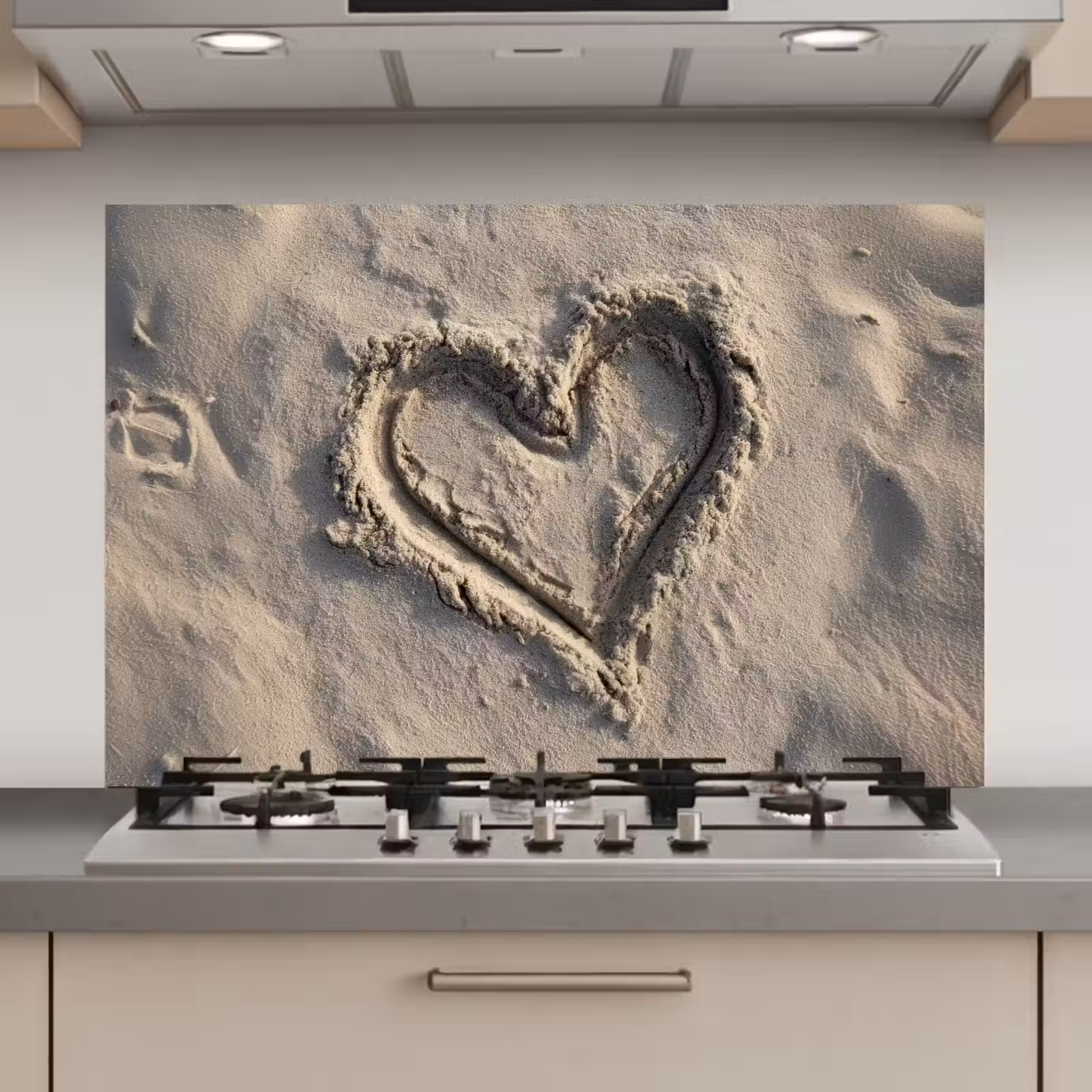 Spatscherm keuken - Hartvorm - Getekend - Beige - Zand — 1