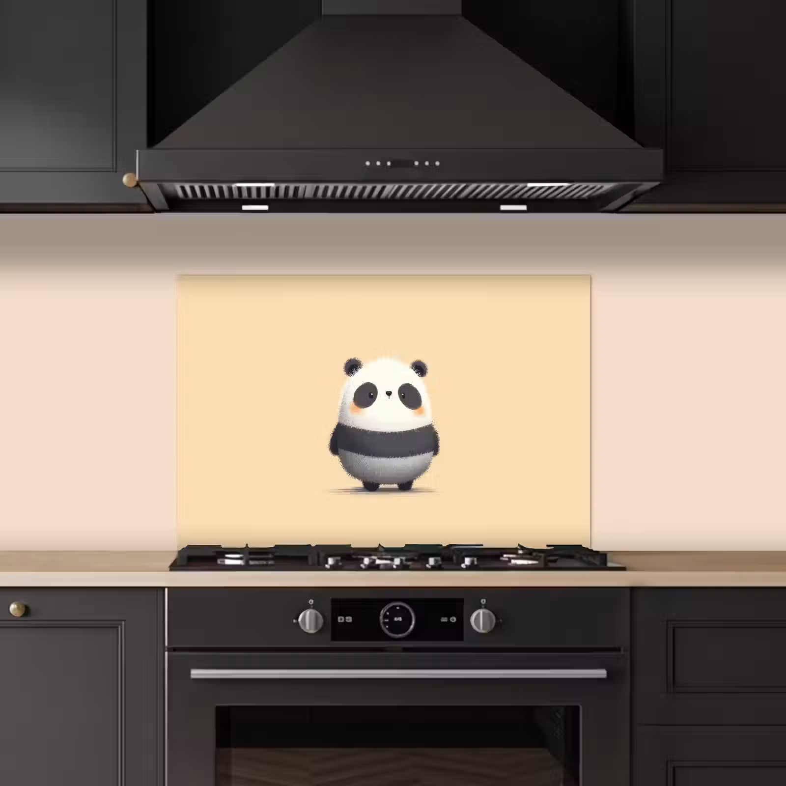 Spatscherm keuken - Panda - Beige - Minimalistisch — 1