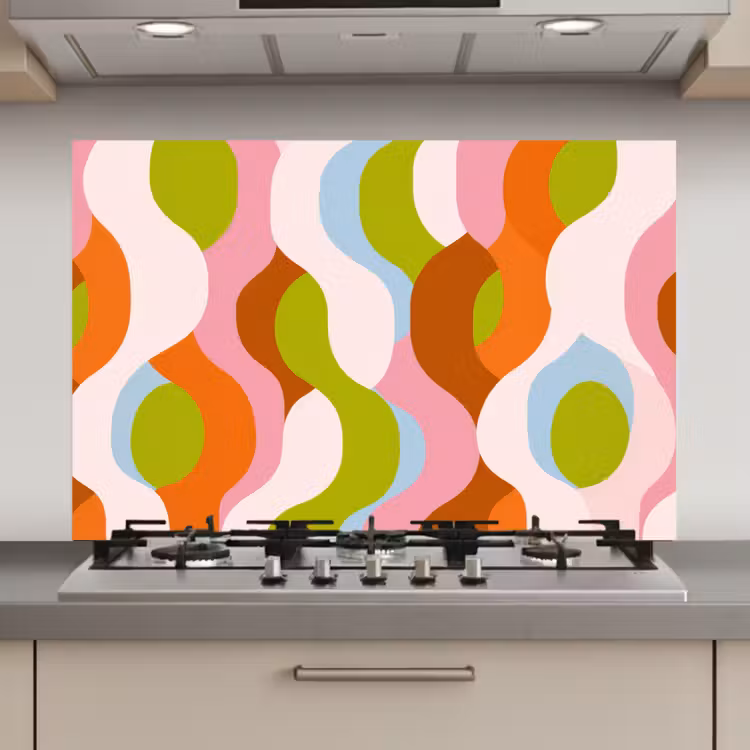 Spatscherm keuken - Abstract - Vormen - Roze — 1