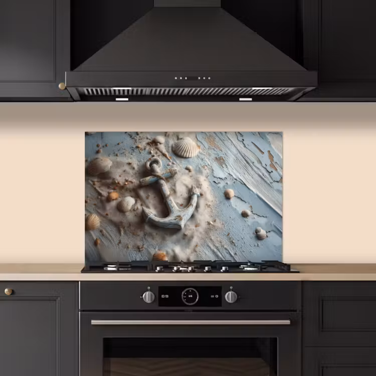 Spatscherm keuken - Anker - Hout - Schelpen - Zand — 2