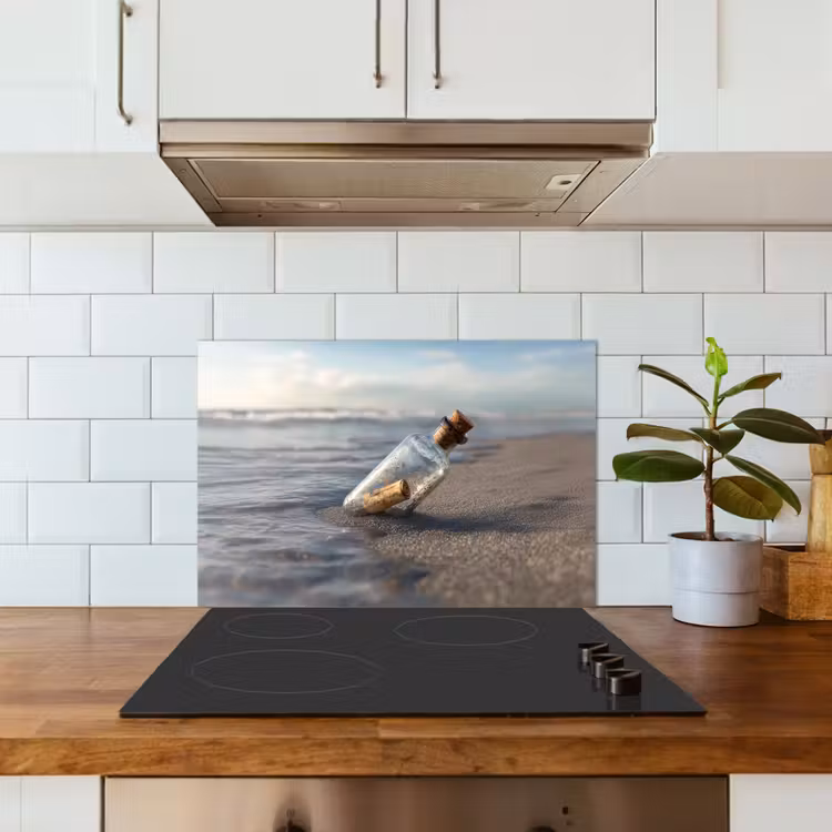 Spatscherm keuken - Glazenfles - Post - Zee - Zand — 6