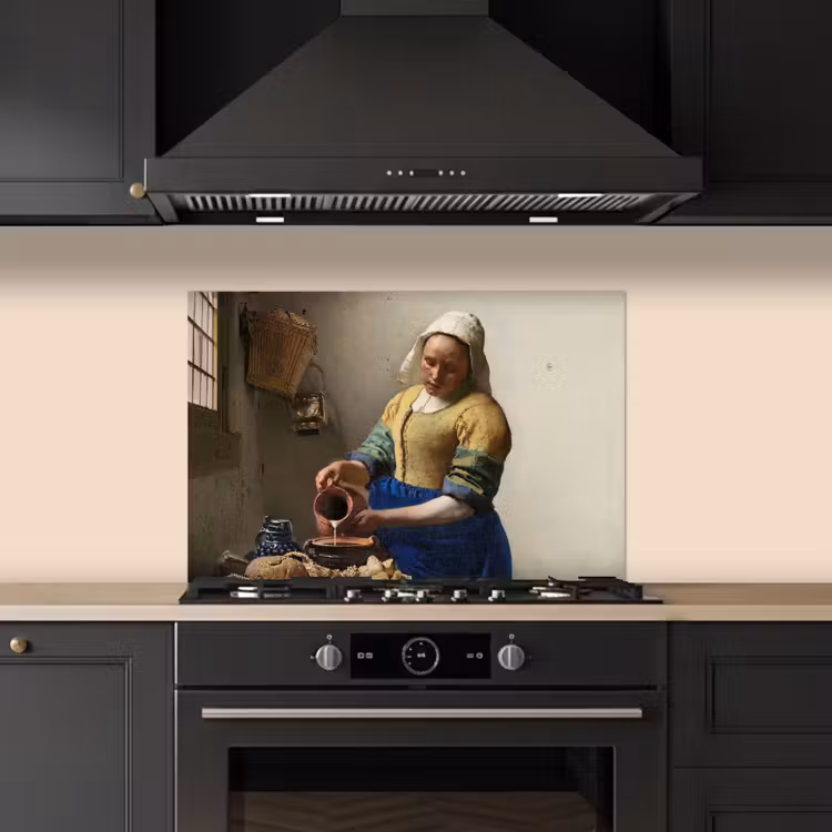Spatscherm keuken - Het melkmeisje - Schilderij van Johannes Vermeer — 2