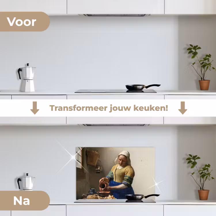 Spatscherm keuken - Het melkmeisje - Schilderij van Johannes Vermeer — 3