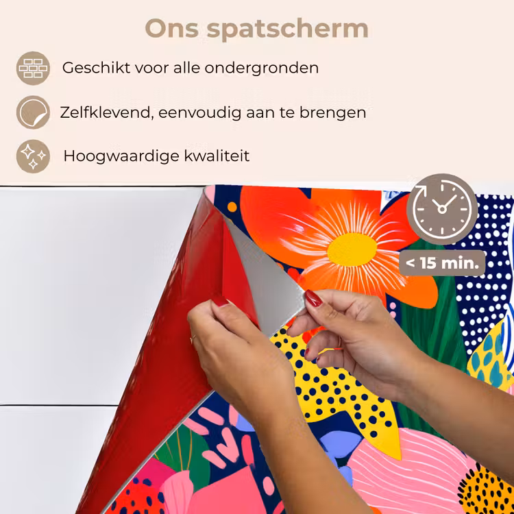 Spatscherm keuken - Kleurrijk - Bloemen - Abstract - Stippen — 4