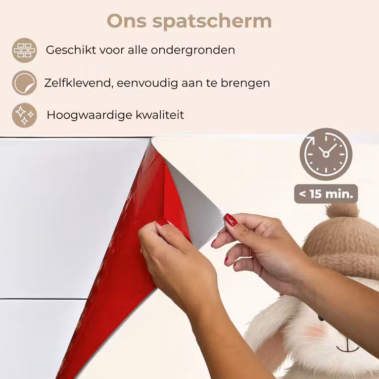 Spatscherm keuken - Konijn - Muts - Oren - Beige — 3