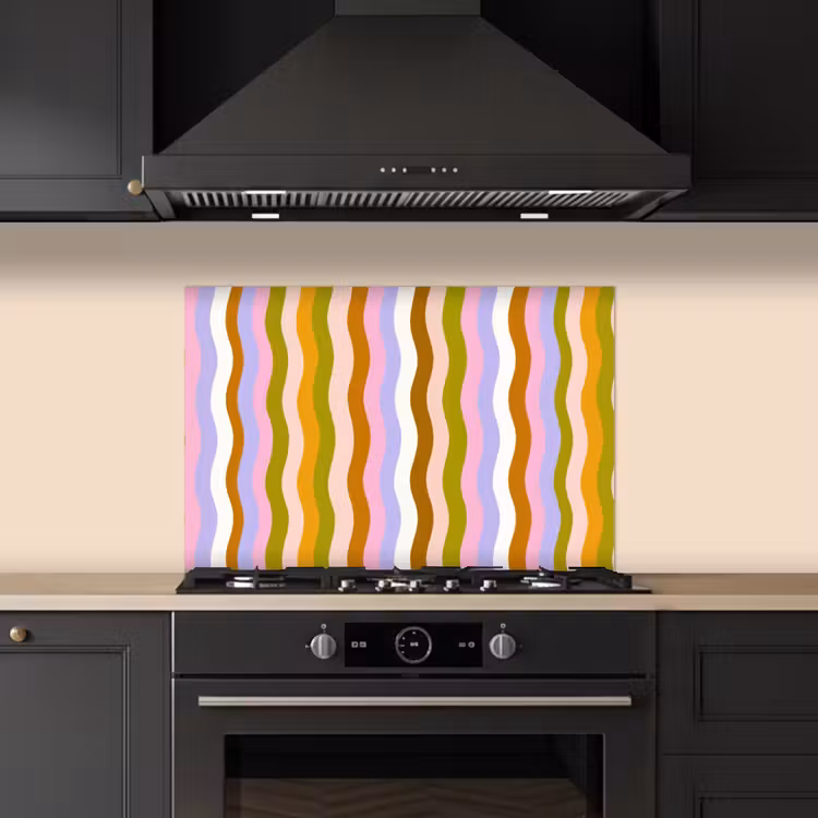 Spatscherm keuken - lijnen - Golven - Pastelkleuren - Patroon — 2