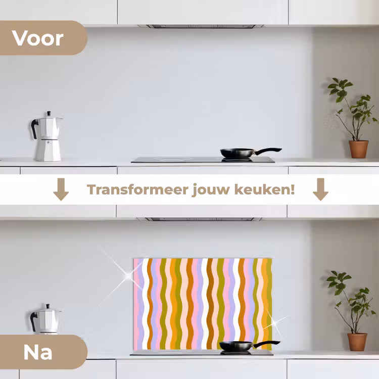 Spatscherm keuken - lijnen - Golven - Pastelkleuren - Patroon — 3