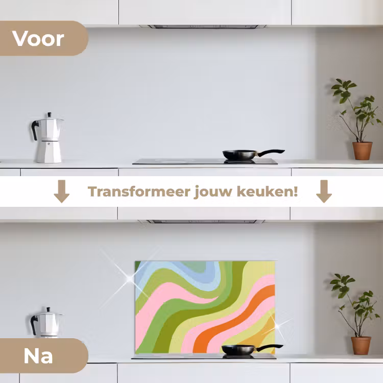 Spatscherm keuken - Lijnen - Pasteltinten - Golvend — 3