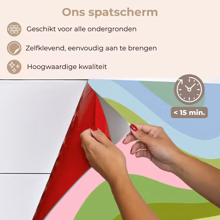 Spatscherm keuken - Lijnen - Pasteltinten - Golvend — 4