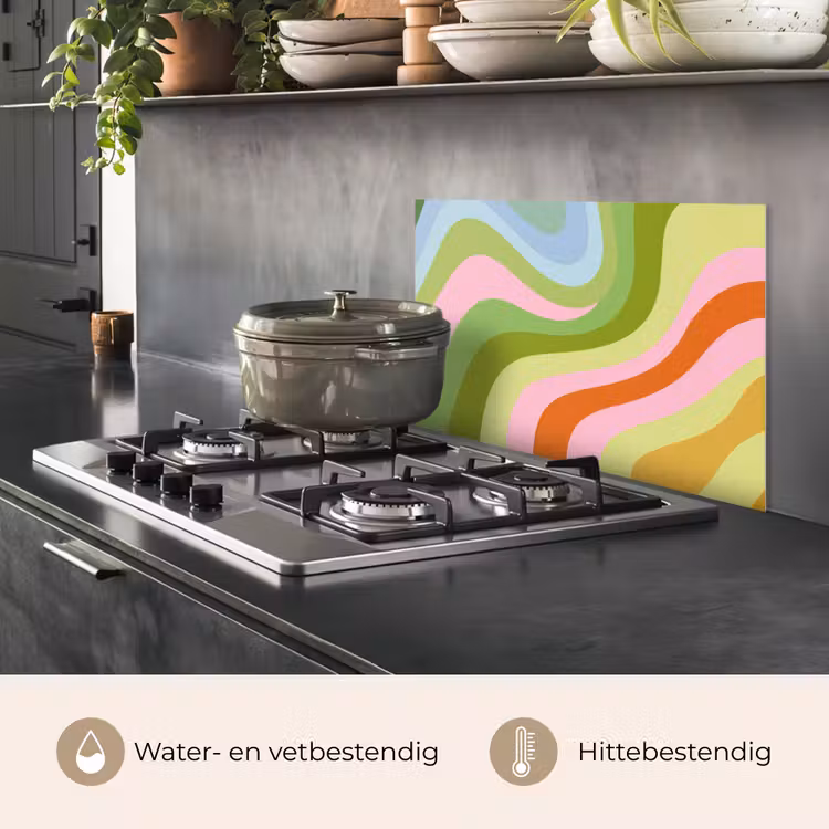 Spatscherm keuken - Lijnen - Pasteltinten - Golvend — 7