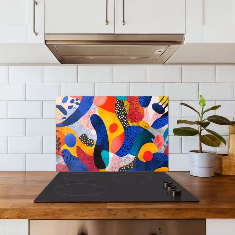 Spatscherm keuken - Vormen - Abstract - Stippels - Blauw — 6