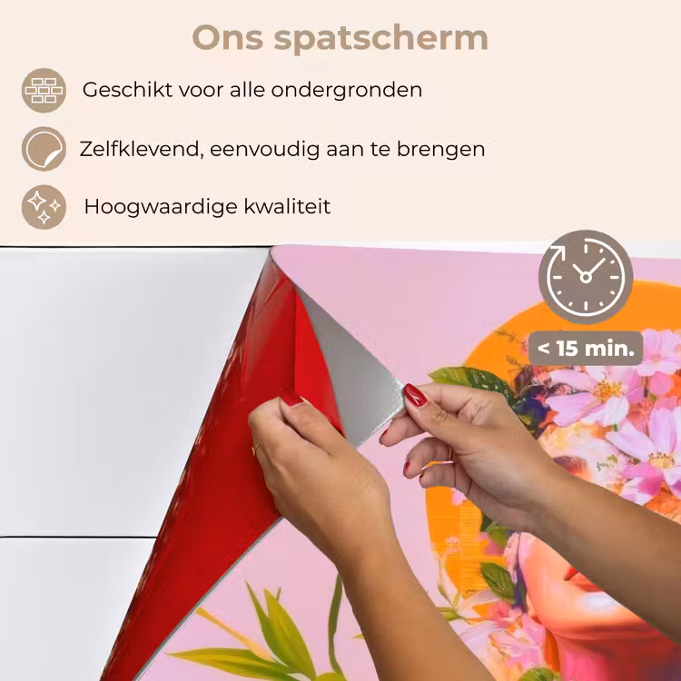 Spatscherm keuken - Vrouw - Abstract - Cirkel - Bloemen — 4