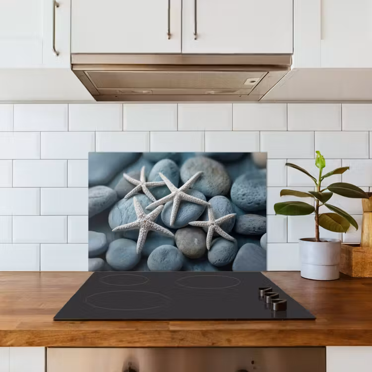 Spatscherm keuken - Zeesterren - Stenen - Wit — 6