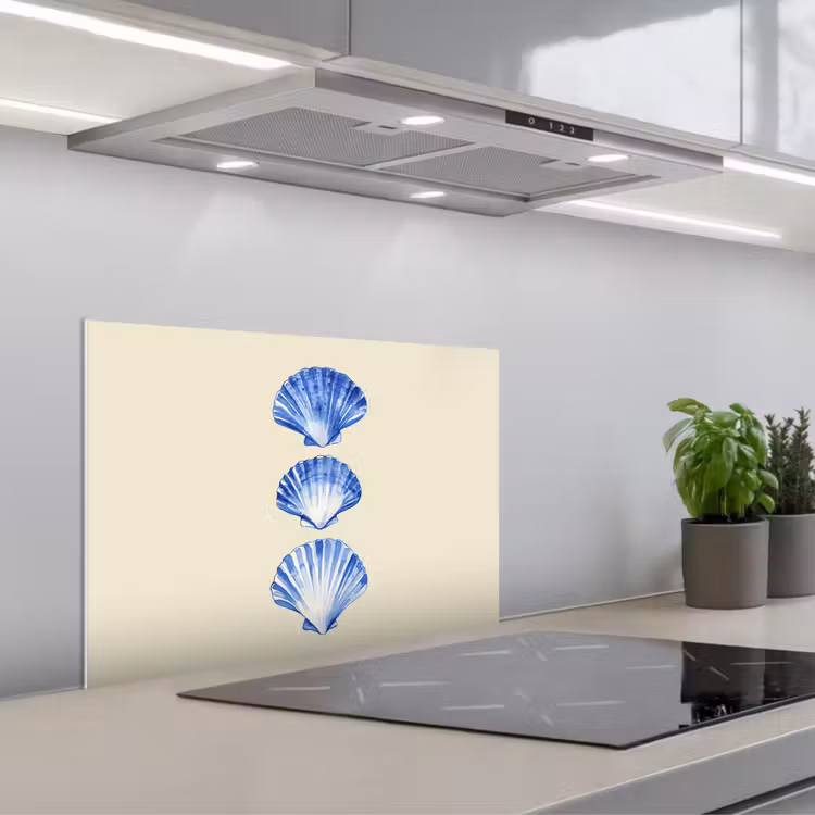 Spatscherm keuken - Schelpen - Blauw - Beige — 5