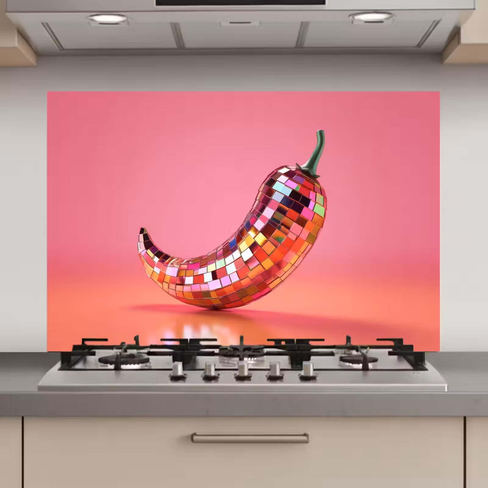 Spatscherm keuken - Peper - Disco - Rood - Glitter — 1