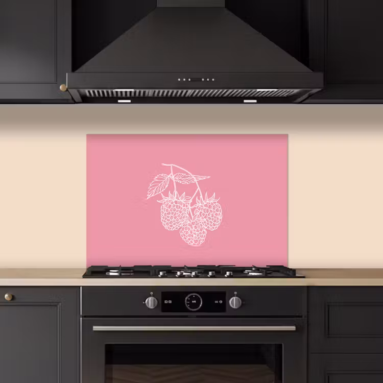 Spatscherm keuken - Frambozen - Steel - Getekend - Roze — 2