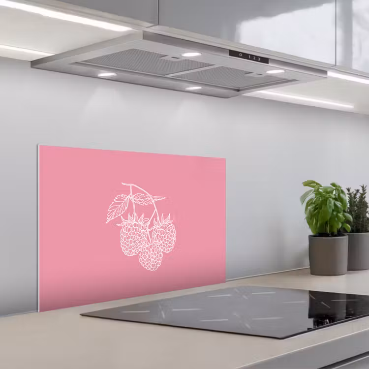 Spatscherm keuken - Frambozen - Steel - Getekend - Roze — 5