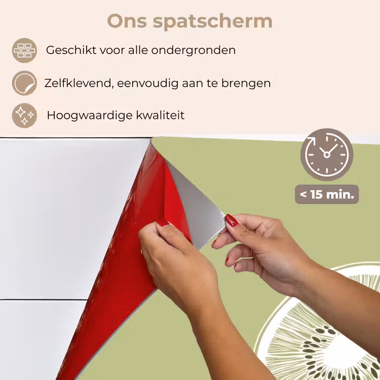 Spatscherm keuken - Kiwi - Lijntekening - Minimalistisch - Groen — 4