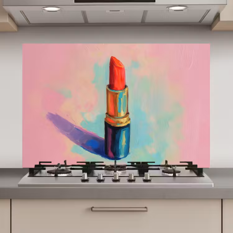 Spatscherm keuken - Lippenstift - Rood - Penseelstreken — 1
