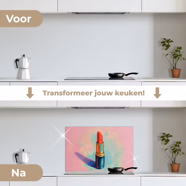 Spatscherm keuken - Lippenstift - Rood - Penseelstreken — 3