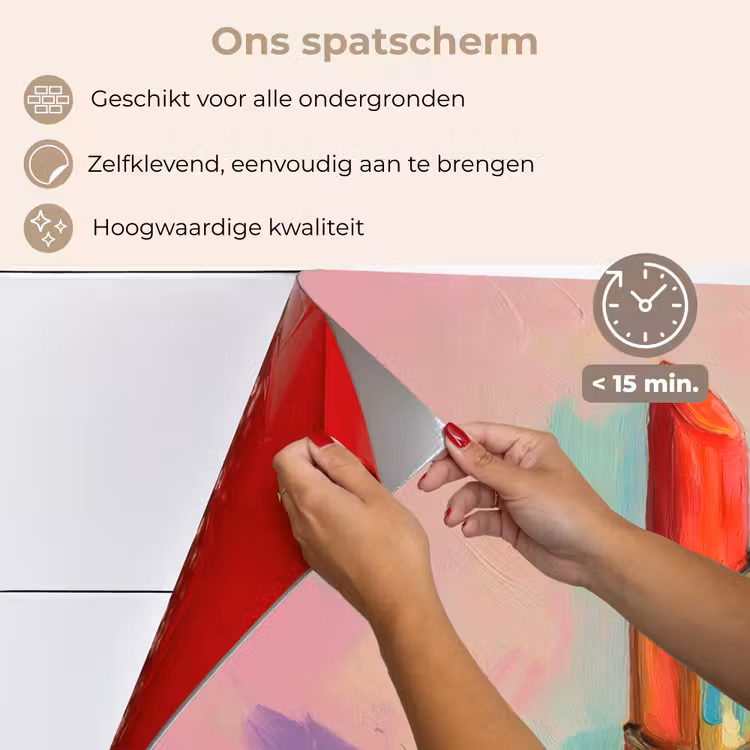 Spatscherm keuken - Lippenstift - Rood - Penseelstreken — 4