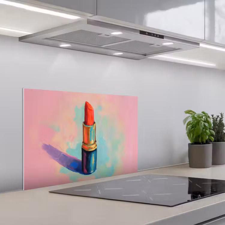 Spatscherm keuken - Lippenstift - Rood - Penseelstreken — 5