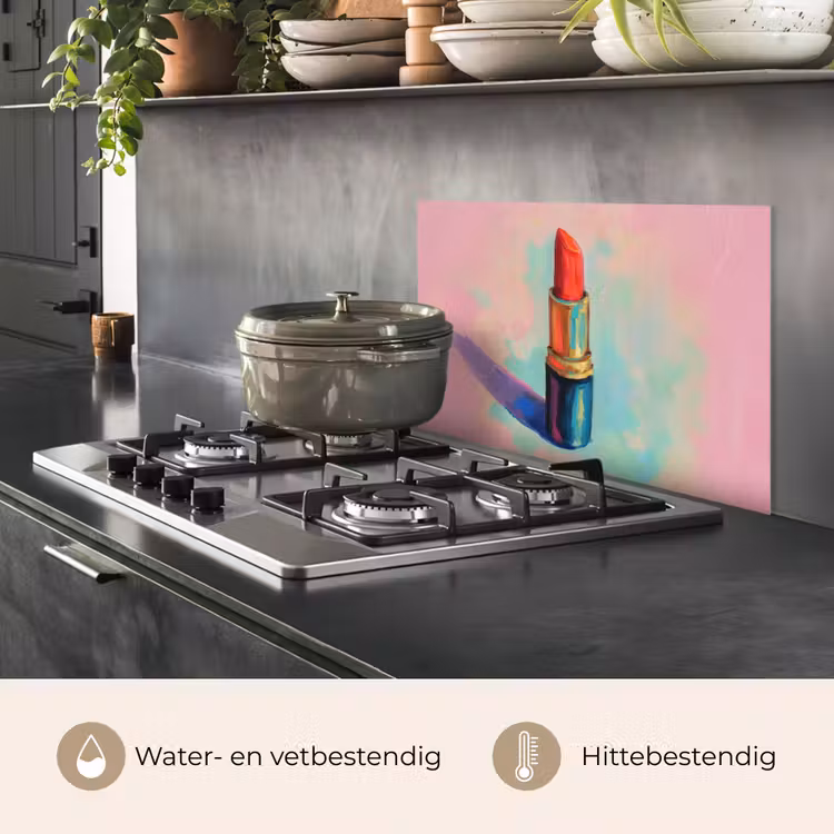 Spatscherm keuken - Lippenstift - Rood - Penseelstreken — 7