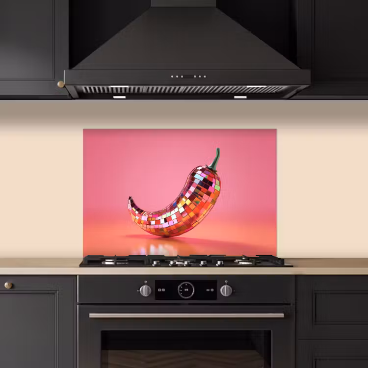 Spatscherm keuken - Peper - Disco - Rood - Glitter — 2