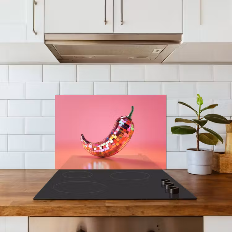 Spatscherm keuken - Peper - Disco - Rood - Glitter — 6